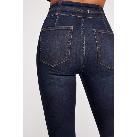 NWT Free People Lace Up High Rise Blue Skinny 30 - Picture 3 of 8